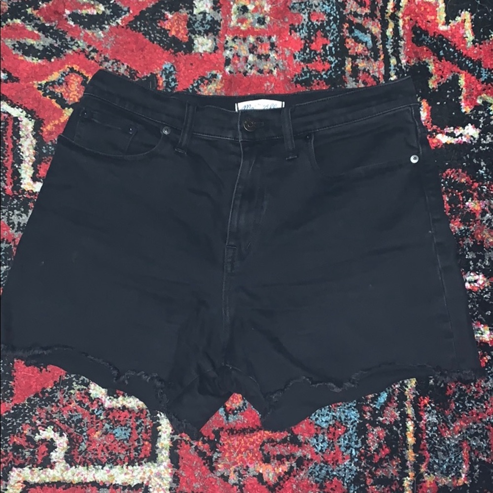 Madewell high waisted black denim shorts